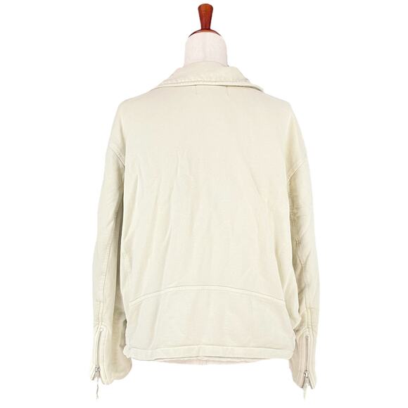 FREE PEOPLE WE THE FREE Rebel Rebel Knit Moto Cotton Terry Jacket Size M - Picture 8 of 10